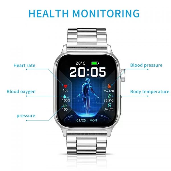 Reloj inteligente no invasivo para hombre, pulsera con control del azúcar en la sangre, llamadas por voz, prueba de estrés y temperatura corporal, ECG + PPG, NFC, novedad de 2023 - Imagen 2