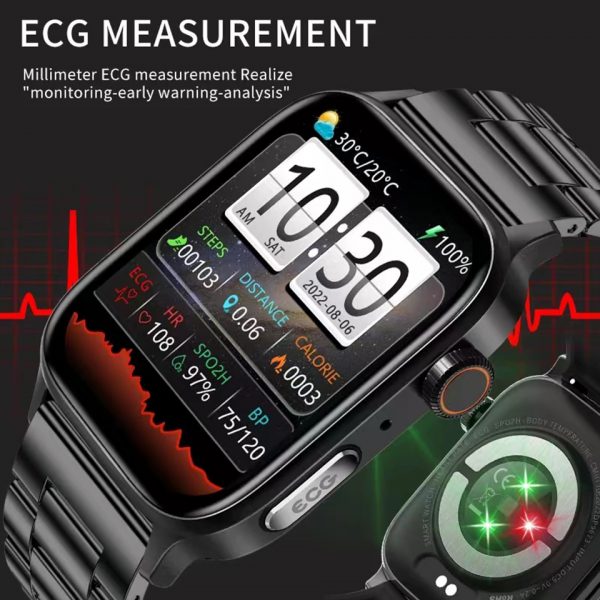 Reloj inteligente no invasivo para hombre, pulsera con control del azúcar en la sangre, llamadas por voz, prueba de estrés y temperatura corporal, ECG + PPG, NFC, novedad de 2023 - Imagen 6