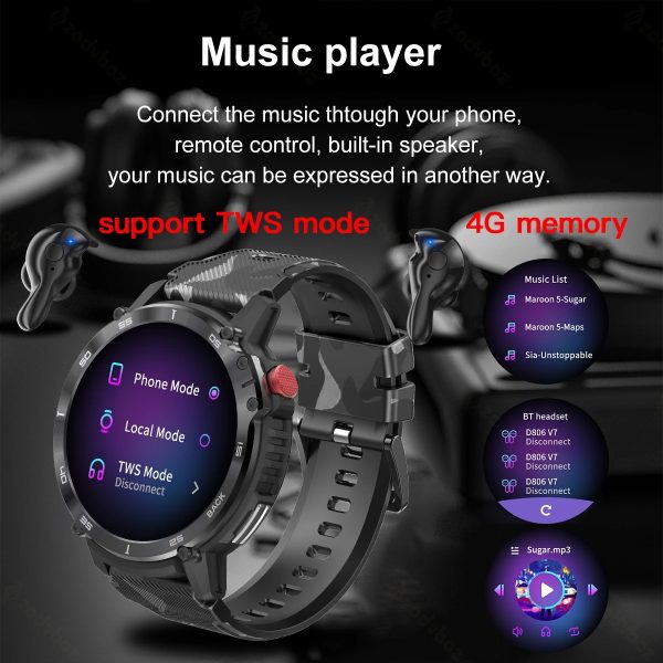 Reloj inteligente deportivo para hombre, pulsera con pantalla de 2023 ", 4G ROM, 1G RAM, llamadas de voz, reproducción de música Local, resistente al agua IP68, 1,60 - Imagen 3