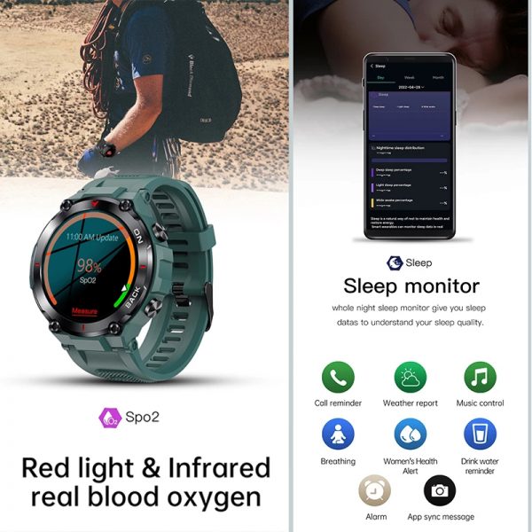 Reloj inteligente militar con GPS, accesorio de pulsera resistente al agua con Pantalla AMOLED de 2023x360 HD, control del ritmo cardíaco y compatible con Xiaomi y Huawei, novedad de 360 - Imagen 5