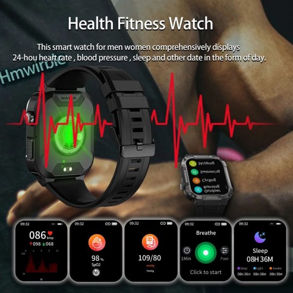 Reloj inteligente IP68 para hombre, dispositivo resistente al agua hasta 5atm, con llamadas, Bluetooth, para deportes al aire libre, Monitor de salud, para Android e IOS - Imagen 3