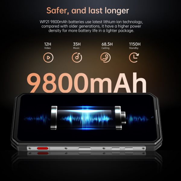 Oukitel-teléfono inteligente WP21 resistente, con visión nocturna, 9800 mAh, 12GB + 256 GB, cámara de 64MP, 66W, 120Hz, Helio G99 - Imagen 5