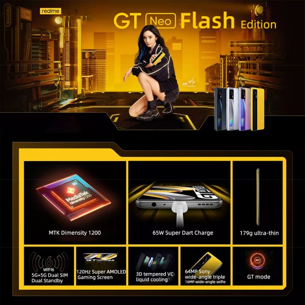 Realme-Smartphone GT NEO Flash Edition 5G, MTK Dimensity 1200, 6,43 ", Super AMOLED, 120Hz, cámara de 64MP, 4500mAh, 65W, teléfono Android - Imagen 2