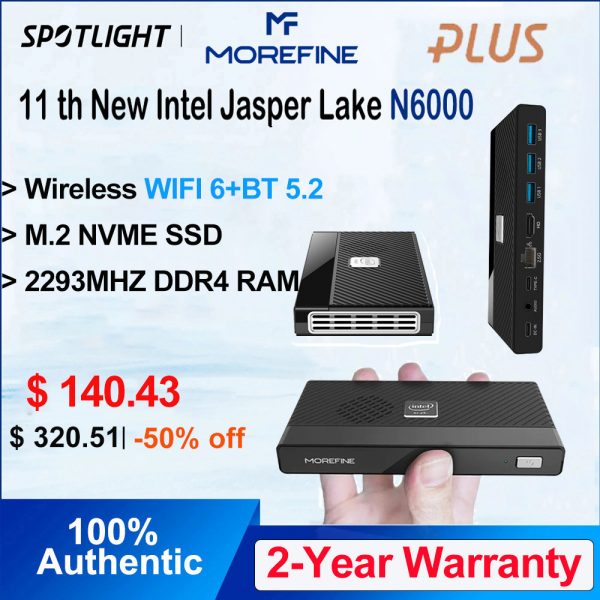 MOREFINE-Mini PC de M6 de 11. ª generación, Intel N5105, 2,9 GHz, Windows 11, DDR 4, 2933MHz, NVMe, SSD, ordenador de bolsillo, HDMI 2,0, 4K, 60Hz, WiFi 6, BT 5,2