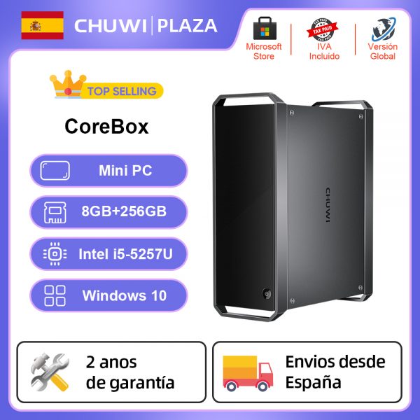 CHUWI-mini PC CoreBox para juegos, con Intel i5-5257U ordenador de escritorio, 8G, RAM256G, SSD, Windows 10, WIFI incorporado