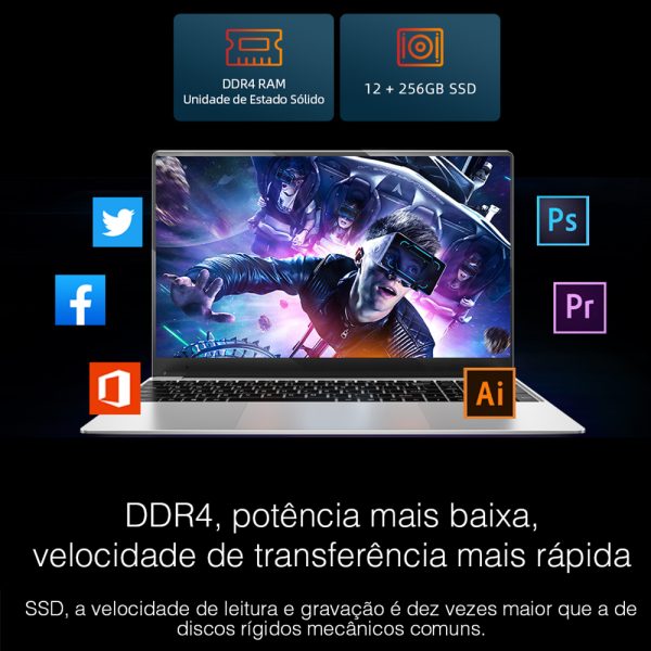 Ender-ordenador portátil R9 Pro de 15,6 pulgadas, 16GB de RAM, 1TB de SSD, Intel Celeron N5095, de doble banda, WiFi, para oficina y negocios, Windows 10 - Imagen 3