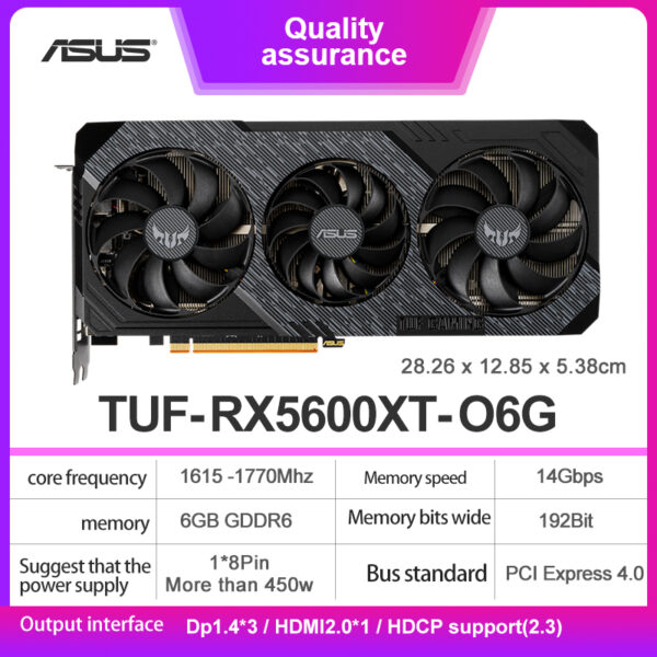 Asus-Juego de RX5600XT-06G AMD TUF GDDR6 de gama alta, tarjeta gráfica de ordenador de escritorio de 192 bits, PK RTX2060 - Imagen 2