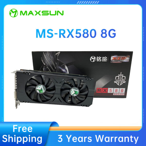 MAXSUN-tarjeta gráfica AMD RX580, 8GB, GDDR5, 256Bit, PCI Express, 3,0x16, Radeon GPU, para ordenador de escritorio