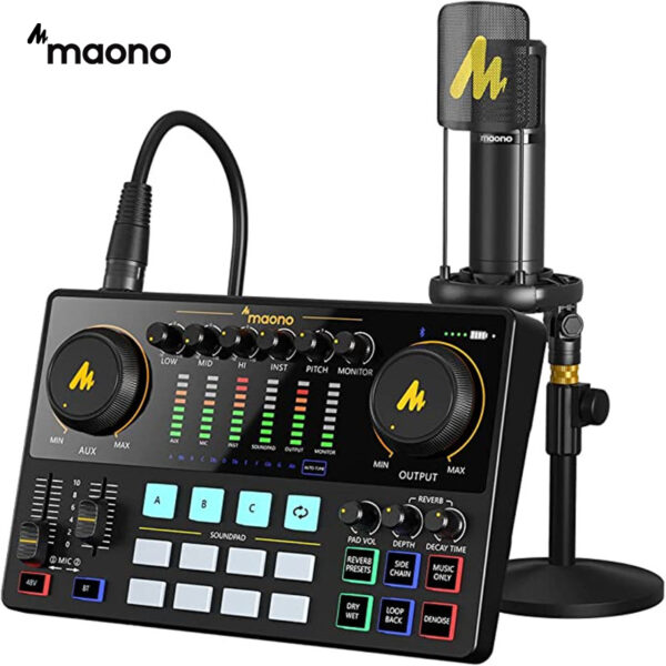 Maonocaster-Juego de tarjetas de sonido con micrófono XLR, interfaz de Audio, Podcasting para Youtube, DJ, transmisión en vivo, teléfono, ordenador, PC, AME2A