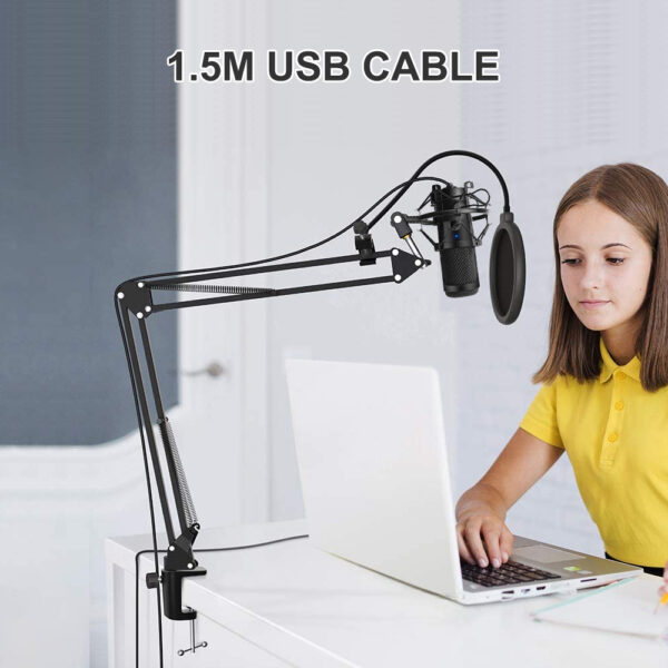 Micrófono de Metal con USB para grabación, dispositivo de grabación de condensador D80 con soporte para ordenador, portátil, PC, Karaoke, estudio - Imagen 6