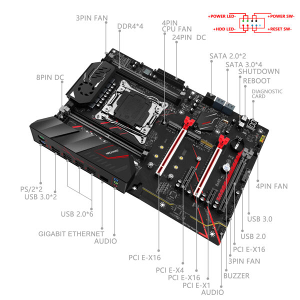 MACHINIST-Conjunto de placa base X99 LGA 2011, Kit de 3 CPU Xeon E5 2650 V4, procesador 16G = 2x8G DDR4, Combo de memoria M.2 NVME SATA MR9A PRO MAX - Imagen 2