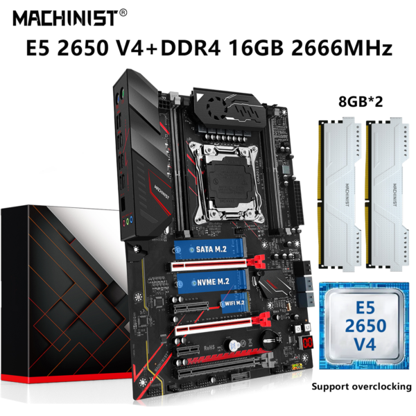 MACHINIST-Conjunto de placa base X99 LGA 2011, Kit de 3 CPU Xeon E5 2650 V4, procesador 16G = 2x8G DDR4, Combo de memoria M.2 NVME SATA MR9A PRO MAX