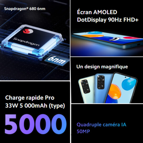 Xiaomi-teléfono inteligente Redmi Note 11 NFC, versión Global,  680 Octa Core, 33W, carga rápida, cámara cuádruple de 50mp, cargador de la UE - Imagen 2