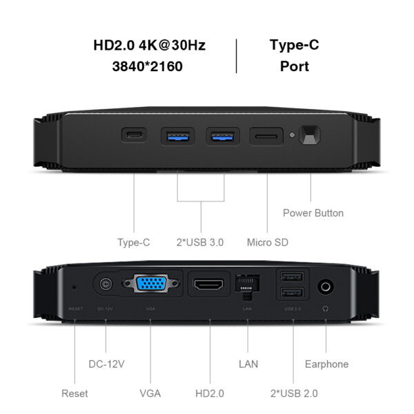 CHUWI-Mini PC Herobox, Intel Celeron J4125, Quad Core, 8GB RAM, 256G SSD, sistema operativo Windows 11, wtih, HD, LAN, con puerto VGA - Imagen 6