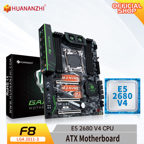 HUANANZHI-placa base X99 F8 LGA 2011-3 XEON X99 con Intel XEON E5 2680 V4 DDR4 RECC/NON-ECC, kit combinado de memoria NVME USB