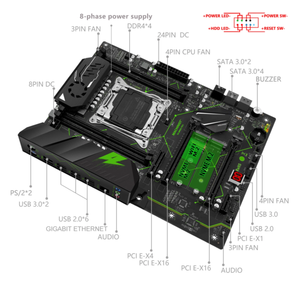 MACHINIST-Conjunto de placa base MR9A PRO X99, LGA 2011-3 Kit Xeon E5 2650 V4 CPU procesador 16G = 2x8G DDR4 2666MHz RAM Memory NVME M.2 - Imagen 2