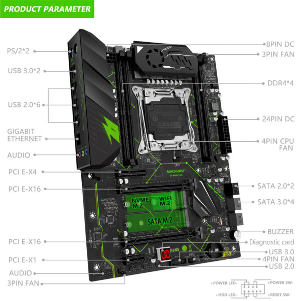 MACHINIST-Conjunto de placa base MR9A PRO X99, LGA 2011-3 Xeon E5 2667 V4 CPU y DDR4 16GB 2666MHz, memoria RAM Combo, placa ATX - Imagen 2