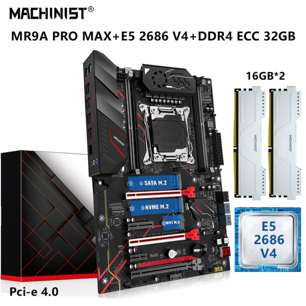 MACHINIST-Conjunto de placa base MR9A PRO MAX X99, Xeon E5 2686 V4 CPU LGA 2011-3, procesador 32G = 16G * 2 DDR4 ECC RAM Memory M.2 NVME