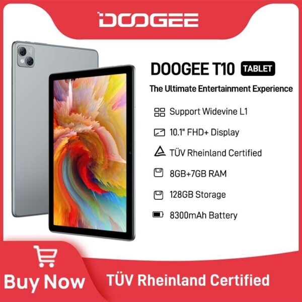 [estreno mundial] doogee T10 Tablet PC 10.1 "IPS FHD + Display by TÜV Rhein certificated octa Core Android 12 Tablet PC 13mp Main camera 8300mah Battery tablet PAD 8 + 7gb extended Ram + 128GB Storage