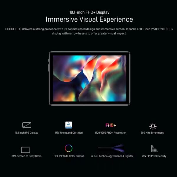 [estreno mundial] doogee T10 Tablet PC 10.1 "IPS FHD + Display by TÜV Rhein certificated octa Core Android 12 Tablet PC 13mp Main camera 8300mah Battery tablet PAD 8 + 7gb extended Ram + 128GB Storage - Imagen 4