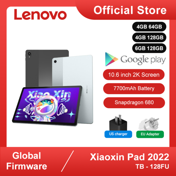 Lenovo-Tableta Xiaoxin Pad 2022, Tablet con Firmware Global, 128GB, 64GB, pantalla de 10,6 pulgadas, Snapdragon 680, ocho núcleos, 7700mAh, Android 12