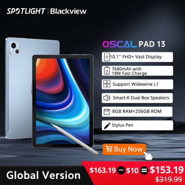 Blackview-Tableta Oscal Pad 13, 8GB + 256GB, pantalla FHD de 10,1 pulgadas, 7680 mAh, Android 12, Widevine L1 Unisoc T616