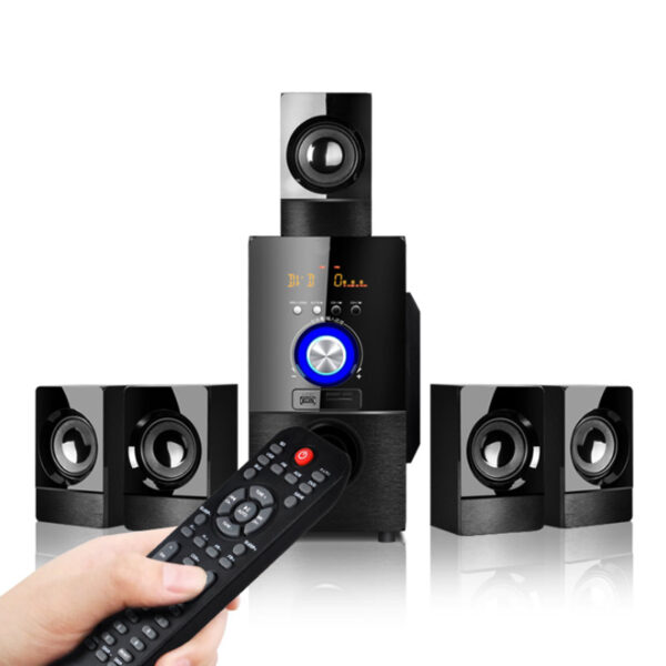 Sistema de altavoces Bluetooth para cine en casa, altavoz de madera con Subwoofer táctil, Control remoto, USB, SD, Radio FM, 5,1 canales - Imagen 6