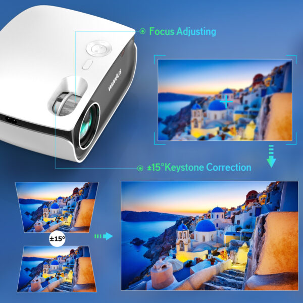 Mini Proyector Portátil, 6500 lúmenes, WIFI, Full HD, 4K, Soporte 1080P, Bluetooth, para teléfono inteligente, Para Cine En Casa Función Zoom Para Smartphone HDMI USB AV - Imagen 5