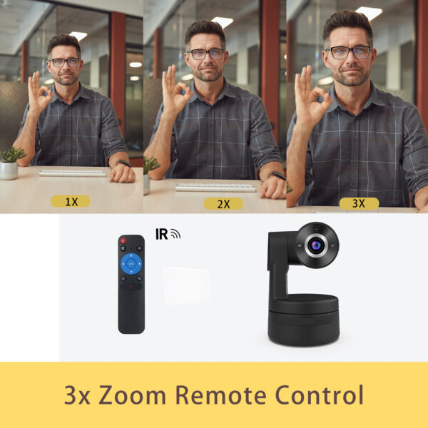 Taida-cámara web 4K con enfoque automático, Webcam PTZ alimentada por Ia, Control remoto, transmisión en vivo, Zoom 3X, pista automática, vídeo para reuniones en línea - Imagen 6