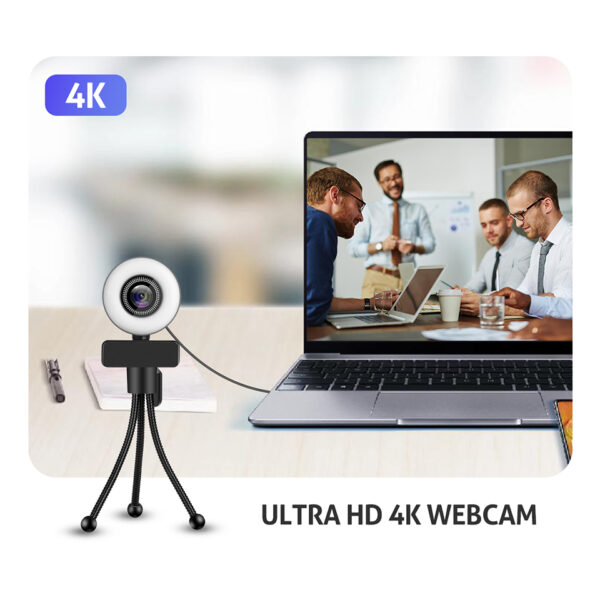 Taida-cámara Web 1080P 2K 4K HD con anillo de luz de relleno para ordenador portátil, PC, transmisión en vivo, cámara Web de vídeo, micrófono - Imagen 3