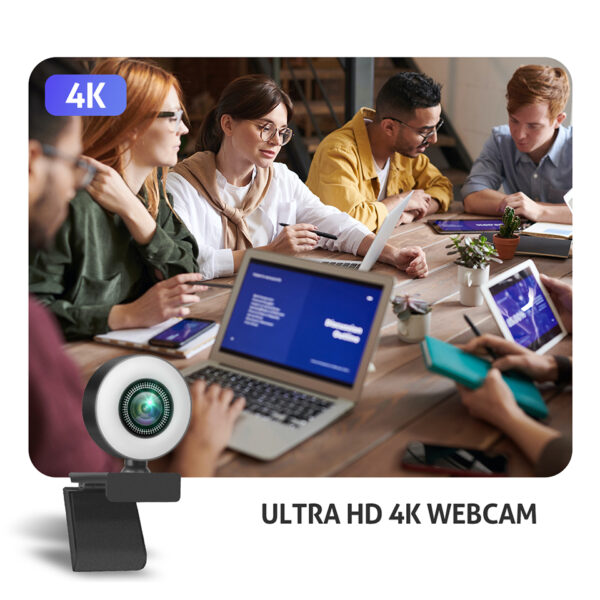 Taida-cámara Web 1080P 2K 4K HD con anillo de luz de relleno para ordenador portátil, PC, transmisión en vivo, cámara Web de vídeo, micrófono - Imagen 2