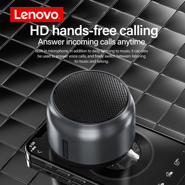 Lenovo-altavoz inalámbrico portátil K3, dispositivo con Bluetooth Hifi resistente al agua USB para exteriores, caja de graves envolvente, micrófono, 100% Original - Imagen 4