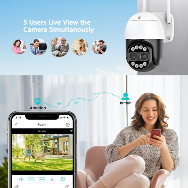 Cámara de seguridad IP 4K de 8MP, videocámara CCTV con WiFi, doble lente, visión nocturna a Color, Zoom Digital de 4MP, 2K y 8x, IP66, vigilancia al aire libre - Imagen 6