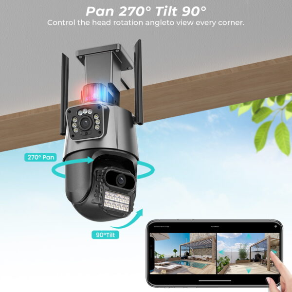 BESDER-cámara de seguridad IP para exteriores, dispositivo de vigilancia CCTV con pantalla Dual, visión nocturna a Color, 8MP, PTZ, App ICSEE - Imagen 3