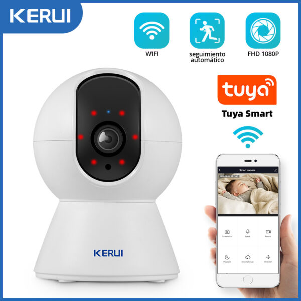 KERUI-Mini Cámara IP Inteligente Tuya HD, Grabadora de Seguridad para el Hogar, Wi-Fi, Inalámbrica, 3MP ,720p, 1080p, CCTV, Vigilancia por IR, Visión Nocturna, Monitor para Bebé