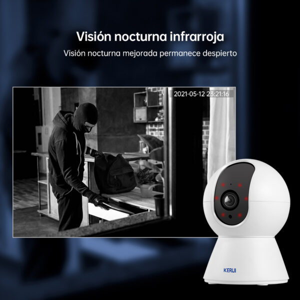 KERUI-Mini Cámara IP Inteligente Tuya HD, Grabadora de Seguridad para el Hogar, Wi-Fi, Inalámbrica, 3MP ,720p, 1080p, CCTV, Vigilancia por IR, Visión Nocturna, Monitor para Bebé - Imagen 3