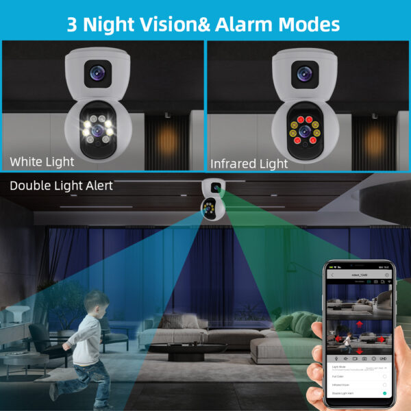 ICSees-cámara inteligente inalámbrica con Wifi para interiores, Monitor de bebé con lente Dual, IP, Full HD, 2K, para mascotas, visión nocturna, seguridad del hogar - Imagen 4