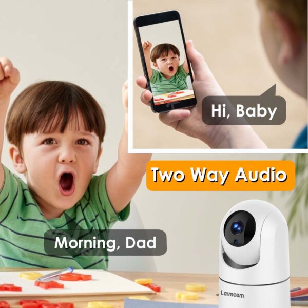 Cámara IP Larmtek, 5G WiFi Baby Monitor 1080P Mini cámara de seguridad CCTV para interiores, 2K 4MP AI Tracking Audio Video Vigilancia Cámara, funciona con Alexa, Admite tarjeta SD y almacenamiento en la nube - Imagen 6