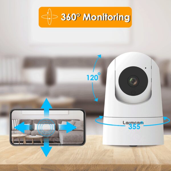 Cámara IP Larmtek, 5G WiFi Baby Monitor 1080P Mini cámara de seguridad CCTV para interiores, 2K 4MP AI Tracking Audio Video Vigilancia Cámara, funciona con Alexa, Admite tarjeta SD y almacenamiento en la nube - Imagen 4