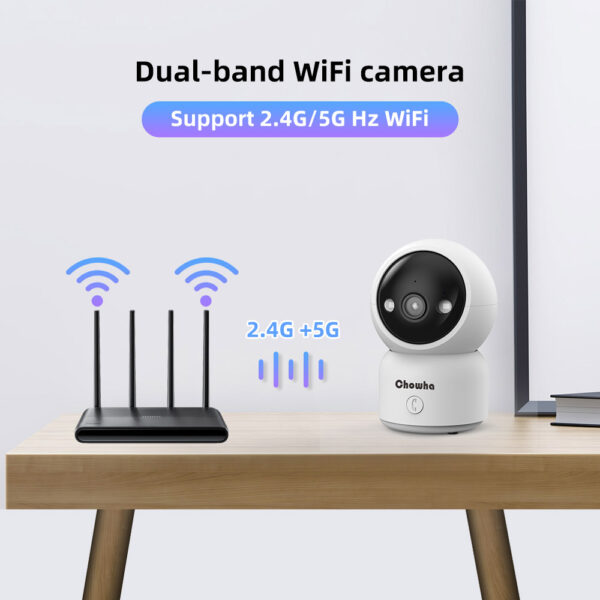 ONVIF-cámara IP de seguridad para interiores, videocámara de vigilancia inalámbrica con seguimiento automático por Ia, 5G, WiFi, 3MP, visión nocturna a Color - Imagen 2