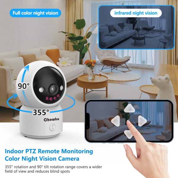 ONVIF-cámara IP de seguridad para interiores, videocámara de vigilancia inalámbrica con seguimiento automático por Ia, 5G, WiFi, 3MP, visión nocturna a Color - Imagen 4