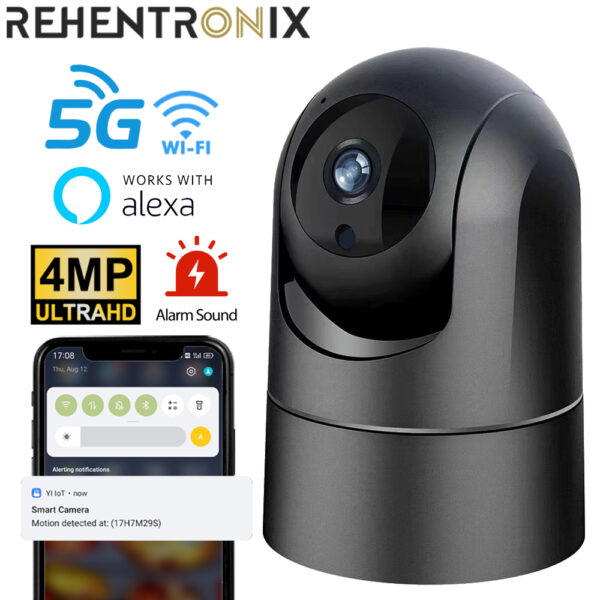 Cámara de vigilancia IP inteligente para el hogar, Monitor de bebé de seguridad inalámbrico con seguimiento automático, 5G, WiFi, 4MP, Alexa