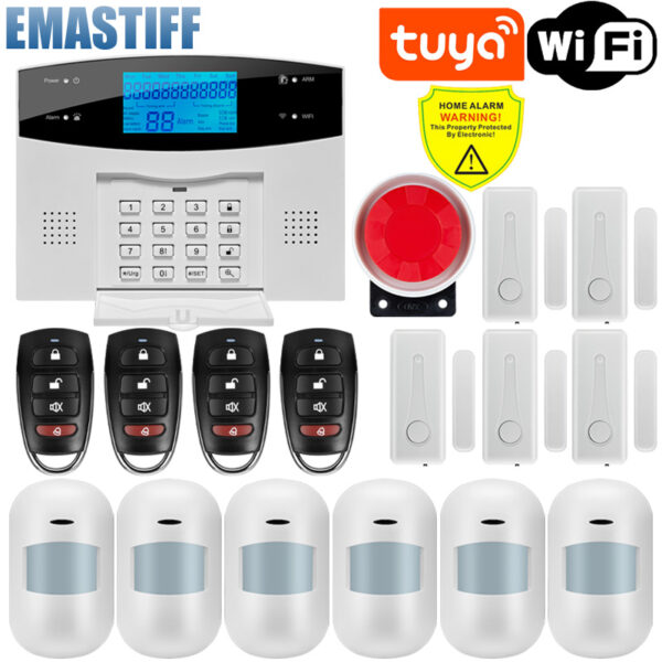 Sistema de alarma inteligente Tuya WiFi GSM para el hogar, kit antirrobo con pantalla LCD, aplicación móvil, Control remoto, armar y desarmar