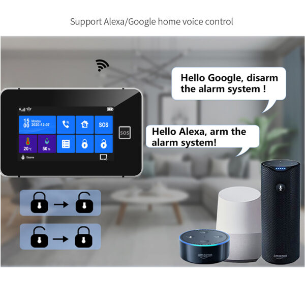 Wireles-sistema de alarma inteligente para el hogar, Kit de sistema de alarma con WiFi, compatible con residencias, Alexa y Google Home, aplicación Smart Life, 433MHz - Imagen 4