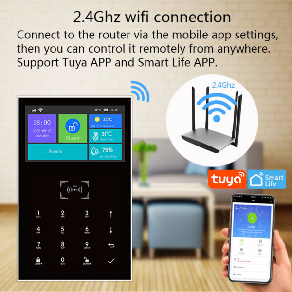 Smart Life Home-sistema de alarma de seguridad GSM, pantalla de 4,3 pulgadas, WIFI, Host con puerta y Sensor de movimiento, Control por aplicación Tuya, funciona con Alexa - Imagen 2