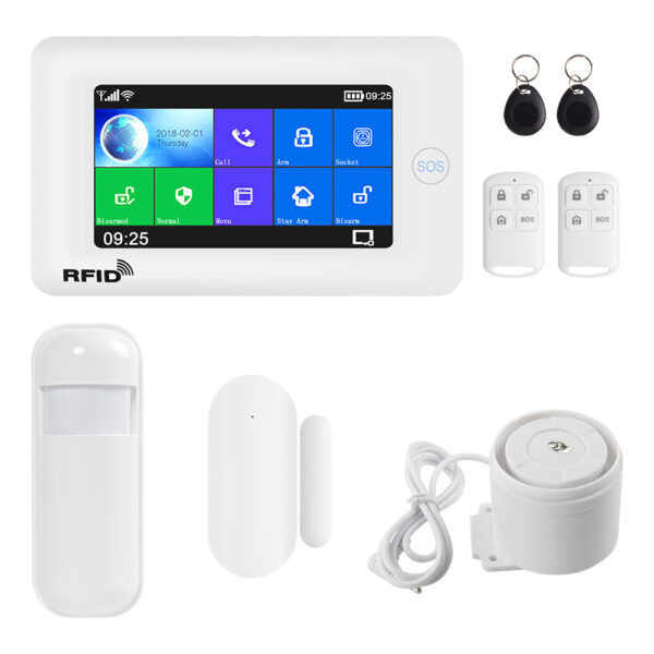 Awaywar-sistema de alarma antirrobo para el hogar, kit de seguridad con WIFI, GSM, pantalla táctil de 4,3 pulgadas, Tuya, Control remoto, RFID, para desarmar - Imagen 3