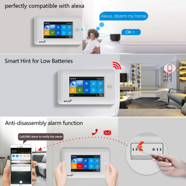 Sistema de alarma inalámbrico, Detector de humo con Sensor antirrobo, Control remoto por aplicación TUYA, 433MHz, WIFI, GSM, Kit inteligente - Imagen 5