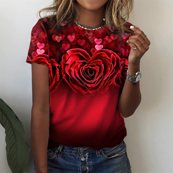 Camisetas con temática Floral para mujer, remera con estampado de plantas florales, Tops básicos para mujer, jersey de gran tamaño 2023 - Imagen 5