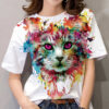 Camiseta con estampado 3D de gato bonito para mujer, remera de animales Harajuku de manga corta, ropa de gran tamaño, 2022 - Imagen 6