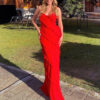Vestido largo con escote en V para mujer, con espalda descubierta traje Sexy, abertura INS, borde ondulado, encaje de Color puro, moda de verano 2023 - Imagen 2